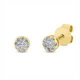 Ohrstecker 18 kt GG, Fassung rhodiniert, 2 Brill. 0,10 ct, TW-si, 16 Brill. 0,09 ct, TW-si