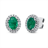 Ohrstecker 18 kt WG, 40 Brill. 0,24 ct, TW-si, 2 Smaragde 1,24 ct grün
