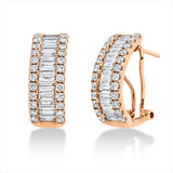 Creolen 18 kt RG, 32 Bag. 0,92 ct, F-vsi, 48 Brill. 0,82 ct, TW-vsi