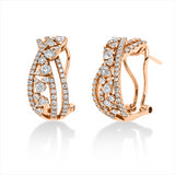 Creolen 18 kt RG, Fassung rhodiniert, 14 Brill. 0,20 ct, TW-si, 6 Brill. 0,23 ct, TW-si, 2 Brill. 0,11 ct, TW-si, 110 Brill. 0,56 ct, TW-si