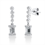 Ohrschmuck 18 kt WG, 8 Brill. 0,14 ct, TW-si, 14 Bag. 0,72 ct, F-vsi, 40 Brill. 0,22 ct, TW-si