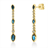 Ohrschmuck 14 kt GG, 12 Brill. 0,11 ct, TW-si, 6 Topase 0,96 ct Lond. blue