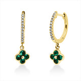 Ohrschmuck 14 kt GG, 22 Brill. 0,10 ct, TW-si, 8 Smaragde 0,29 ct grün
