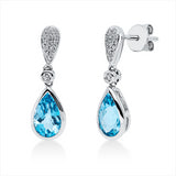 Ohrschmuck 14 kt WG, 28 Brill. 0,13 ct, TW-si, 2 Topase 2,17 ct blau