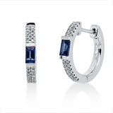 Creolen 14 kt WG, 48 Brill. 0,14 ct, TW-si, 2 Saphire 0,40 ct blau