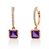 Ohrschmuck 14 kt RG, 26 Brill. 0,10 ct, TW-si, 2 Amethyste 1,15 ct lila