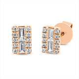 Ohrstecker 14 kt RG, 4 Bag. 0,12 ct, TW-si, 20 Brill. 0,09 ct, TW-si