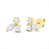 Ohrstecker 18 kt GG, 2 Nav. 0,31 ct, I-pi, 2 Princ. 0,17 ct, W-si, 2 Brill. 0,14 ct, I-pi