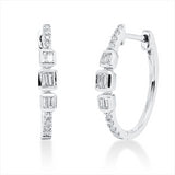 Creolen 14 kt WG, 12 Bag. 0,21 ct, F-vsi/si, 16 Dia. 0,10 ct, TW-pi