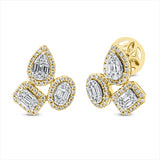 Ohrschmuck 18 kt GG, Fassung rhodiniert, 18 Bag. 0,24 ct, F-vsi/si, 130 Brill. 0,50 ct, TW-si