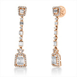 Ohrschmuck 18 kt RG, Fassung rhodiniert, 8 Brill. 0,17 ct, TW-si, 18 Bag. 0,72 ct, F-vsi, 96 Brill. 0,49 ct, TW-si