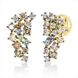 Ohrstecker 18 kt GG, Fassung schwarz,4 Brill. 0,19 ct, F-vsi/si, 6 Brill.0,21 ct, 20 Brill.1,17 ct, fancy