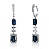 Ohrschmuck 18 kt WG, 2 Brill. 0,02 ct, TW-si, 4 Bag. 0,20 ct, F-vsi/si, 82 Brill. 0,46 ct, TW-si, 4 Saphire 2,20 ct blau