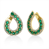 Ohrschmuck 18 kt GG, 100 Brill. 2,43 ct, TW-si, 24 Smaragde 3,54 ct grün