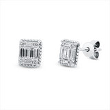 Ohrstecker 18 kt WG, 12 Bag. 0,32 ct, F-vsi/si, 8 Brill. 0,05 ct, F-vsi/si