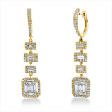 Ohrschmuck 18 kt GG, Fassung rhodiniert, 2 Brill. 0,02 ct, TW-si, 8 Bag. 0,74 ct, F-vsi, 170 Brill. 0,85 ct, TW-si