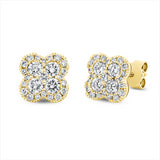 Ohrstecker 18 kt GG, Fassung rhodiniert, 2 Brill. 0,03 ct, F-vsi/si, 8 Brill. 0,63 ct, F-vsi/si, 40 Brill. 0,24 ct, F-vsi/si