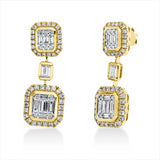 Ohrschmuck 18 kt GG, Fassung rhodiniert, 44 Brill. 0,50 ct, TW-si, 22 Bag. 0,76 ct, F-vsi/si, 60 Brill. 0,40 ct, TW-si