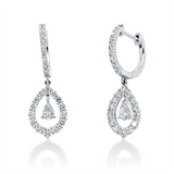 Ohrschmuck 18 kt WG, 4 Brill. 0,11 ct, 40 Brill. 0,61 ct, 2 Brill. 0,09 ct, TW-si, 2 Tropfen 0,25 ct, F-vsi/si