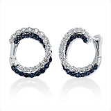 Creolen 18 kt WG, 32 Brill. 1,23 ct, F-vsi/si, 36 Saphire 1,24 ct blau