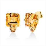 Ohrstecker 18 kt GG, 4 Citrin 0,50 ct gelb, 2 Citrin 12,60 ct gelb