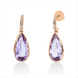 Ohrschmuck 18 kt RG, 18 Brill. 0,09 ct, TW-si, 2 Amethyste 7,50 ct lila