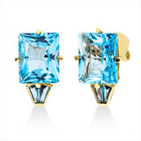 Ohrschmuck 18 kt GG, 4 Topase 0,70 ct Lond. blue, 2 Topase 12,30 ct blau