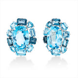 Ohrstecker 18 kt WG, 10 Topase 6,00 ct blau, 2 Topase 15,00 ct blau, 6 Topase 3,80 ct Lond. blue