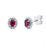Ohrstecker 18 kt WG, 28 Brill. 0,12 ct, TW-si, 2 Rubine 0,44 ct rot