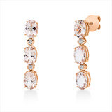 Ohrschmuck 18 kt RG, 4 Brill. 0,12 ct, TW-si, 6 Morganit 3,70 ct rosa