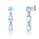 Ohrschmuck 18 kt WG, 4 Brill. 0,12 ct, TW-si, 6 Aquamarin 3,60 ct blau