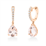 Ohrschmuck 18 kt RG, 14 Brill. 0,16 ct, TW-si, 2 Morganit 2,80 ct rosa