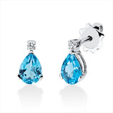 Ohrstecker 18 kt WG, 2 Brill. 0,07 ct, TW-si, 2 Topase 1,47 ct Swiss blue