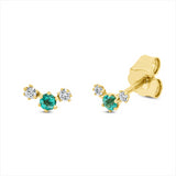 Ohrstecker 18 kt GG, 4 Brill. 0,05 ct, TW-si, 2 Smaragde 0,06 ct grün