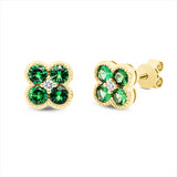 Ohrstecker 18 kt GG, 2 Brill. 0,03 ct, TW-si, 8 Tsavorith 0,81 ct grün