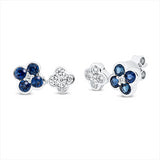 Ohrstecker 18 kt WG, 10 Brill. 0,20 ct, TW-si, 2 Brill. 0,01 ct, TW-si, 8 Saphire 0,52 ct blau