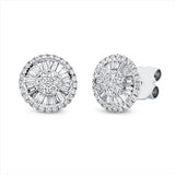 Ohrstecker 18 kt WG, 14 Brill. 0,18 ct, TW-si, 50 Bag. 0,61 ct, TW-si, 50 Brill. 0,22 ct, TW-si