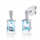 Ohrstecker 18 kt WG, 12 Brill. 0,06 ct, TW-si, 4 Brill. 0,01 ct, TW-si, 2 Topase 2,49 ct sky blue