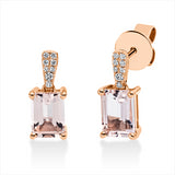 Ohrstecker 18 kt RG, 12 Brill. 0,06 ct, TW-si, 4 Brill. 0,01 ct, TW-si, 2 Morganit 1,77 ct rosa