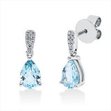 Ohrschmuck 18 kt WG, 8 Brill. 0,05 ct, TW-si, 8 Brill. 0,02 ct, TW-si, 2 Topase 1,42 ct sky blue