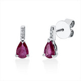 Ohrstecker 18 kt WG, 6 Brill. 0,02 ct, TW-si, 2 Rubine 0,80 ct rot