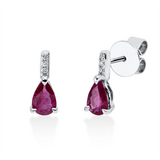 Ohrstecker 18 kt WG, 6 Brill. 0,02 ct, TW-si, 2 Rubine 0,80 ct rot
