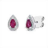 Ohrstecker 18 kt WG, 34 Brill. 0,09 ct, TW-si, 2 Rubine 0,53 ct rot
