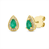 Ohrstecker 18 kt GG, 34 Brill. 0,09 ct, TW-si, 2 Smaragde 0,50 ct grün