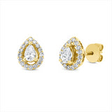 Ohrstecker 18 kt GG, 2 Tropfen 0,37 ct, TW-si, 32 Brill. 0,28 ct, TW-si