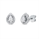 Ohrstecker 18 kt WG, 2 Tropfen 0,38 ct, TW-si, 32 Brill. 0,28 ct, TW-si