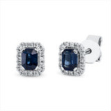 Ohrstecker 18 kt WG, 32 Brill. 0,09 ct, TW-si, 2 Saphire 0,53 ct blau