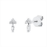 Ohrstecker 18 kt WG, 2 Trap. 0,04 ct, TW-si, 6 Brill. 0,06 ct, TW-si