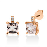 Ohrschmuck 18 kt RG, 4 Brill. 0,03 ct, TW-si, 2 Morganit 1,60 ct rosé