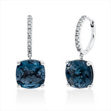 Ohrschmuck 18 kt WG, 20 Brill. 0,22 ct, TW-si, 2 Topase 8,18 ct Lond. blue